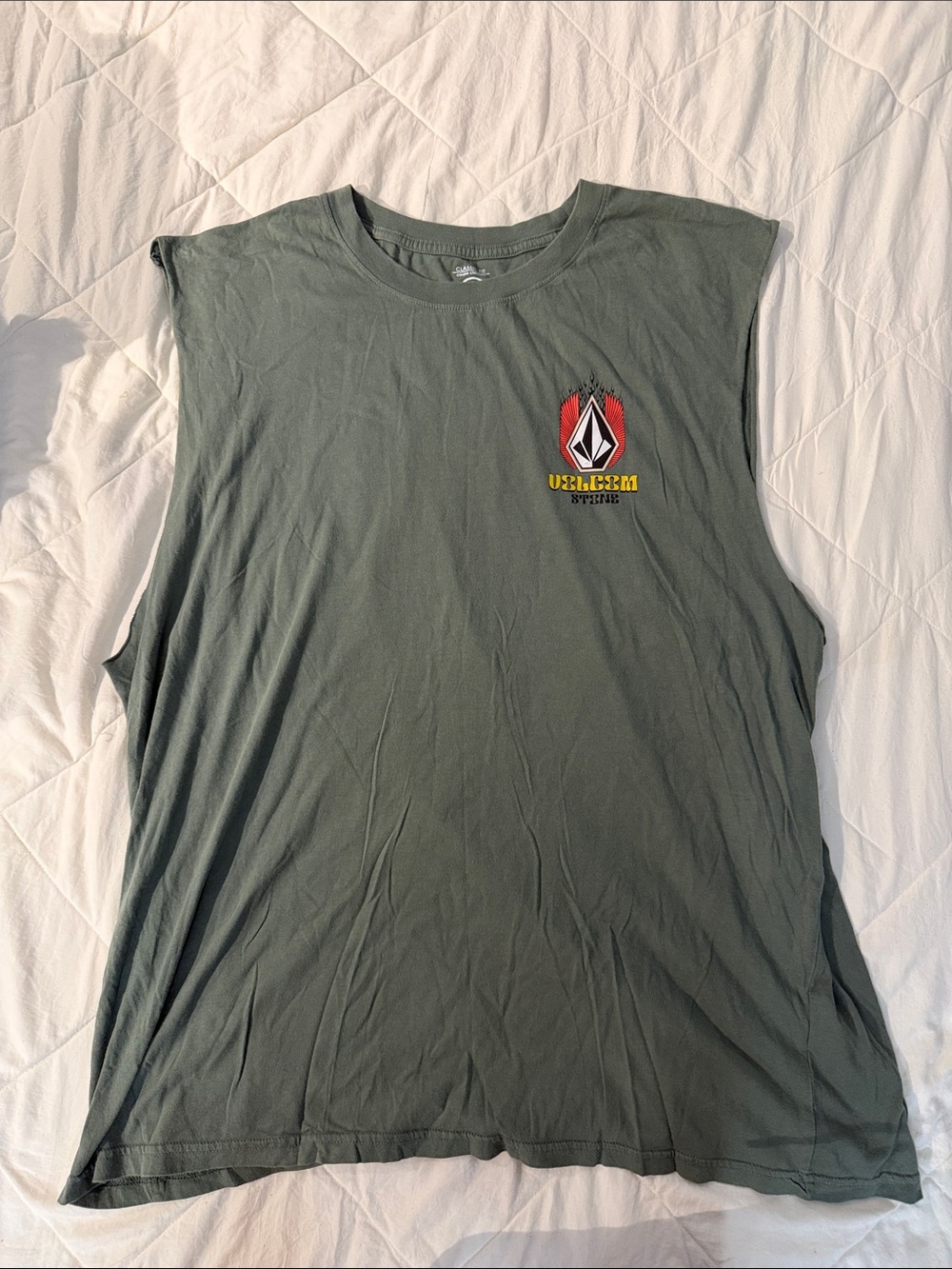 Volcom Men's Olive Green Sleeveless Logo Tank